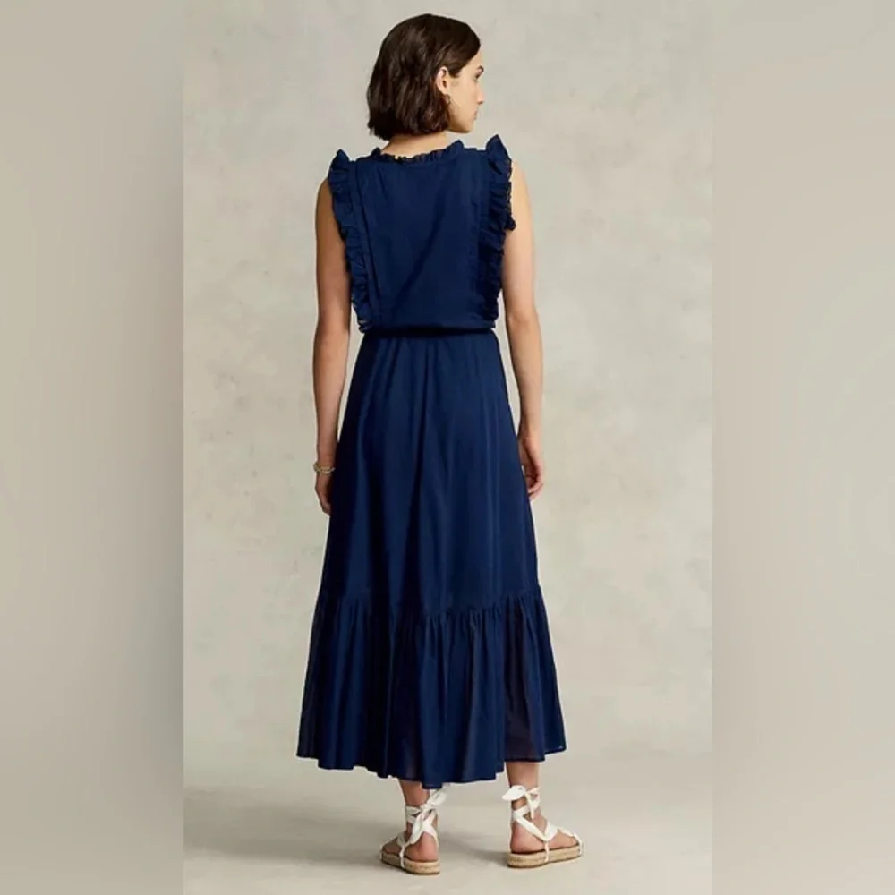 Ralph Lauren Blue Label Sleeveless Ruffled Maxi Dress 100% Cotton EUC - Picture 6 of 11